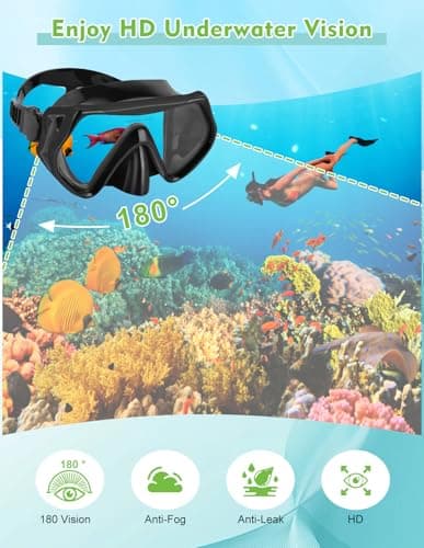 Hydomi Snorkel Set for Adults – Comfortable Leak-Proof Mask with Anti-Fog Tempered Glass, 180° Panoramic View & Dry Top Snorkel, Adjustable Diving Set for Holiday & Beach — view 2