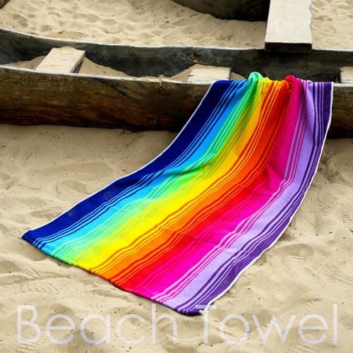 GEEZY Microfibre Beach Towel, Rainbow Design - Quick Drying, Lightweight, Sand-Free, Large & Durable, Summer Design - Beach Essentials for Travel, Holiday, Swimming, Sauna, Adults & Kids, 70x140cm — view 2