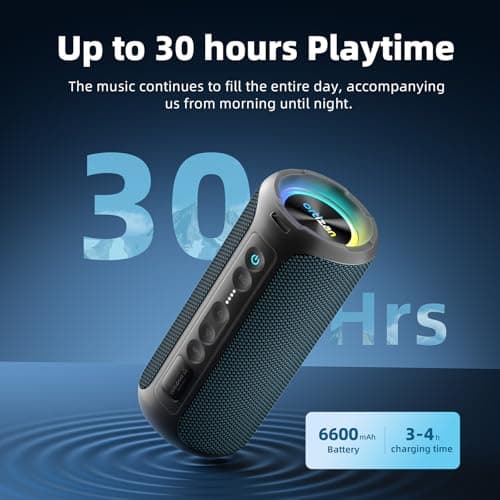 Ortizan 40W Bluetooth Speaker X8Pro with Voice Assistant & Strap, Portable Speakers Wireless Bluetooth 5.3 with RGB Light, Loud Volume & Enhanced Bass, IPX7 Waterproof, 30H Play, 3 EQ Modes,Aux/TF/TWS — view 3