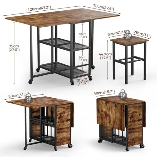 Mondeer Folding Space-Saving Dining Table and Chairs Set 4 — view 5