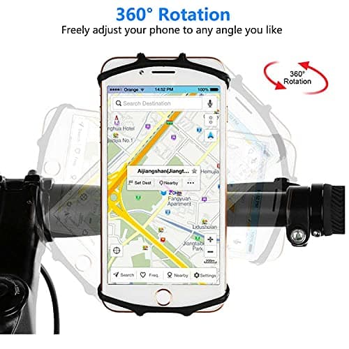 VOVIGGOL Bike Phone Mount 2 Pack, Universal Motorcycle Phone Holder for Bike, 360°Rotation Silicone Bicycle Phone Holder Handlebar Phone Mount Compatible with iPhone 12 11 Pro, Samsung — view 3