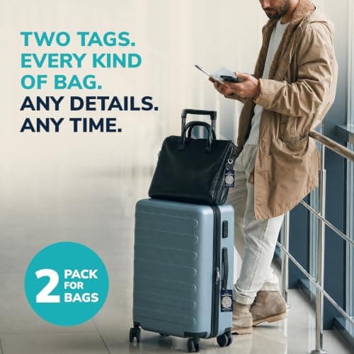 Smart Luggage Tags | Privacy QR Code Luggage Tag Keeps Personal info Private | Customizable Travel Suitcase Tags for Women Men | Use with GPS Bag Locator Tracking Tags, Air Tag for Android or iOS — view 6