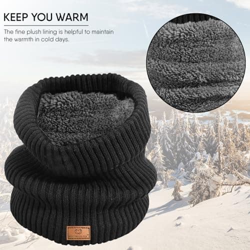 WESTWOOD FOX Thermal Fleece Neck Warmer, Warm Windproof Winter Neck Scarf for Men Women, Soft Thick Double Layer Cold Weather Neck Gaiter for Motorbike,Motorcycle,Cycling,Skiing,Snood Scarves, (Black) — view 3