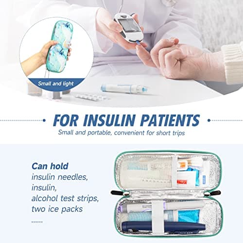 YOUSHARES Medication Cooler Travel Case - Manjaro Pen Case with 2 Ice Packs for Diabetic Supplies, Travel Insulin Cooler, Medicine Cool Bag(Marble Green) — view 2