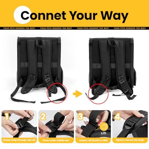 Conlun Cat Backpack Carrier for Small Dogs and Cats Fit Up to 7kg,Small Dog Backpack,Expandable & Foldable with 3-Side Mesh Windows,Pet Carrier for Travel & Hiking Friendly,Black — view 5