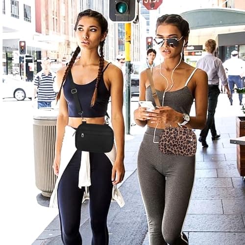 MAXTOP Small Crossbody Bags for Women Men Cell Phone Bum Bag Purse Fanny Pack with Adjustable Strap Sling Bag for Traveling Casual Festival Gifts Leopard Brown — view 2