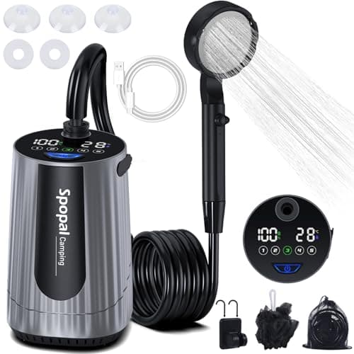 Spopal 10000mAh Portable Camping Shower Pump for Camping Pet Washing,Silver