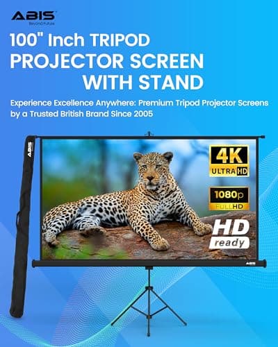 ABIS 100 Inch Tripod Projector Screen, 2K/8K Ultra HD 16:9 Outdoor/indoor Projector Screen with Front Projections | Perfect for Home Theatre, Travel, Classrooms, Offices — view 2