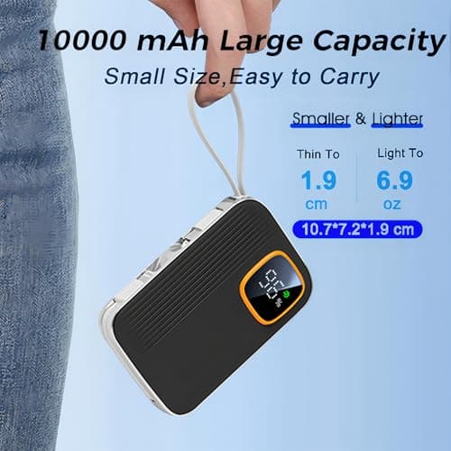 Portable Phone Charger 10000mAh Quick Charge 3.0 USB Power Bank LED Dispaly Fast Charging External Battery Pack Compatible with Google LG Android Samsung Galaxy Nintendo Switch (Black) — view 5