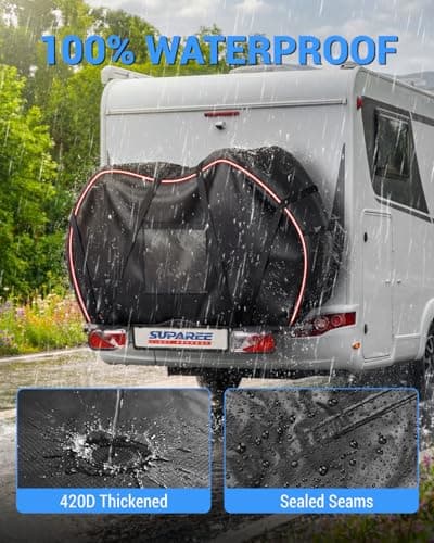 SUPAREE Bike Cover Waterproof 2 Bikes Bicycle Covers for Outside Storage Bike Cover Transport 420D Oxford with Warning Sign Pocket Rainproof Tear-resistant for Motorhome Hitch-mounted Racks — view 6
