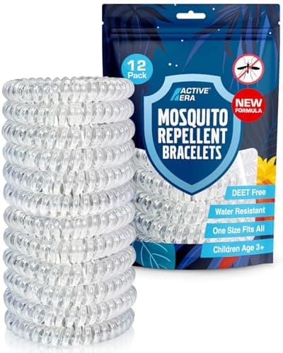 Active Era Mosquito Repellent Bracelet [12 Pack], Insect, Midge & Mosquito Bands - Powerful DEET Free Formula - Waterproof with 250 Hours / 10 Days of Protection for Adults and Kids 3+