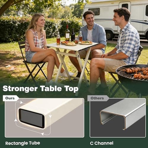 SUNNYFEEL Aluminium Folding Camping Table, Compact Lightweight Picnic Tables, Side End Table, Snack Table for Cooking,Beach,Hiking,Travel,Fishing, BBQ,Indoor Outdoor(Beige) — view 5