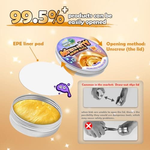 WATERELF Gold Putty 90g – Non-Toxic Sensory Fidget Toy, Never Dries Out, Non-Sticky Stress Relief Putty for Kids & Adults, Creative Slime in Reusable Tin – P007 — view 3