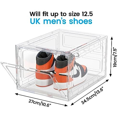 Unique Impression 8 Pack Shoe Storage Box - Clear Stackable Boxes - Plastic Trainer Storage Boxes - Transparent Shoe Display Containers - Fits Up To UK 12.5 size men’s — view 4