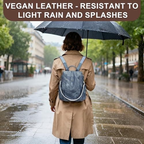 Eshow Womens Backpack Anti Theft Waterproof, Ladies Rucksack Vegan Leather Fashion, Daypack Convertible small makeup bag With RFID, Handbag Shoulder For Travel School Work Blue — view 6