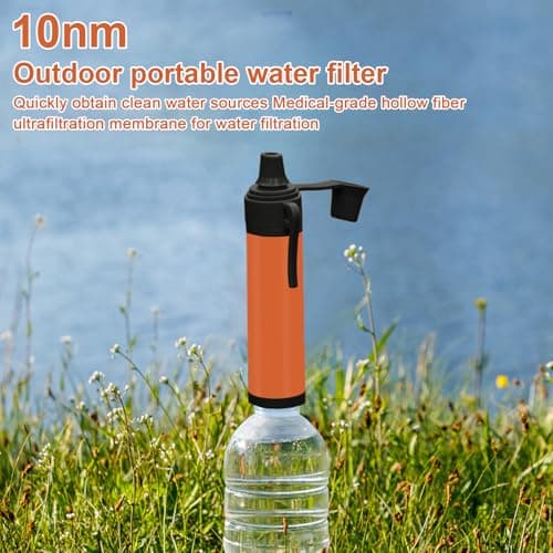 5 Pack Personal Filter Straws for Hiking, Camping, Travel, Water Straws for Water Purification Emergency Water Straw (Yellow) — view 4