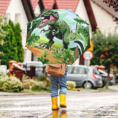 Decalsweet Kids Umbrella Dinosaur Stick Folding Umbrella Safety Open — view 6