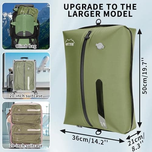 Vacuum Storage Bags for Clothes Reusable TPU Space Saver Bags for Travel with Zip IPX8 Waterproof Packing Organisers Packing Cubes for Suitcase Backpack (3Pcs+Pump) — view 2
