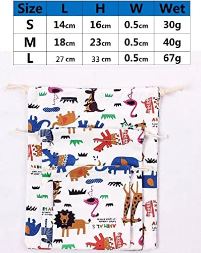 Amoyie Cotton Drawstring Bag 3pcs, Kids Storage Bag, Fabric Organiser Pouch — view 4