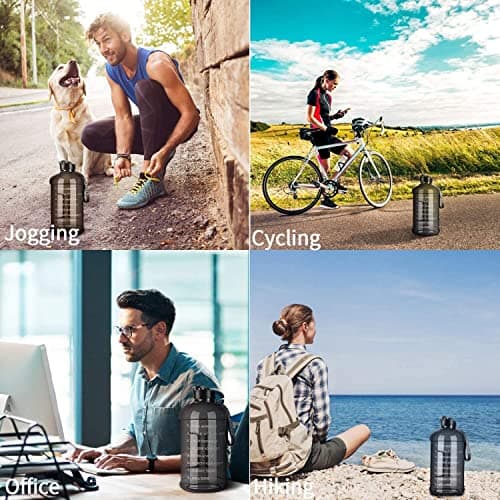 New Jumbo 2.2 Litre Sports and Gym Water Bottle with Time Markings Extremely Durable BPA Free Ideal Bottles for Gym Dieting Bodybuilding Outdoor Sports Hiking Cycling Office and Fitness (Grey) — view 6