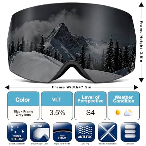 FMY OTG Ski Goggles,Snowboard Goggles for Men,Women & Youth Anti Fog — view 3