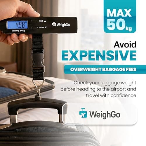 Digital Luggage Scale, Luggage Scales for Suitcases, Suitcase Scale with Backlit Display, Portable 50kg Travel Scale, Black — view 2