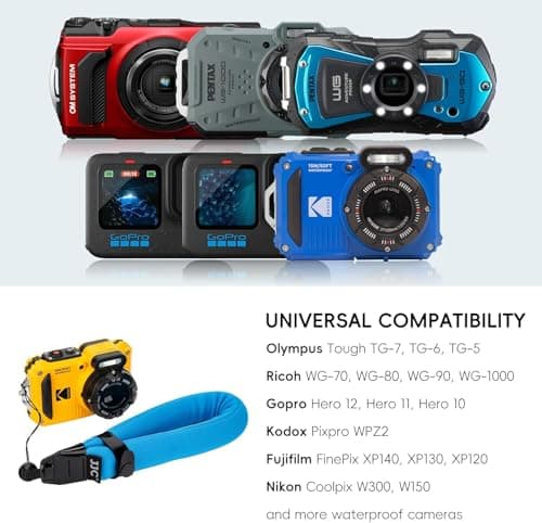 JJC Floating Wrist Strap for Olumpus TG-7 TG-6 TG-5 TG-4, Gopro Hero 9 Hero 8, Fujifilm FinePix XP140, XP120, Nikon W300 W100 & Other Underwater Cameras - Blue — view 3