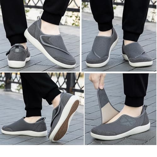 Gaatpot Diabetic Shoe Mens Extra Wide Orthopedic Shoes, Dark-grey, UK 8.5 — view 2