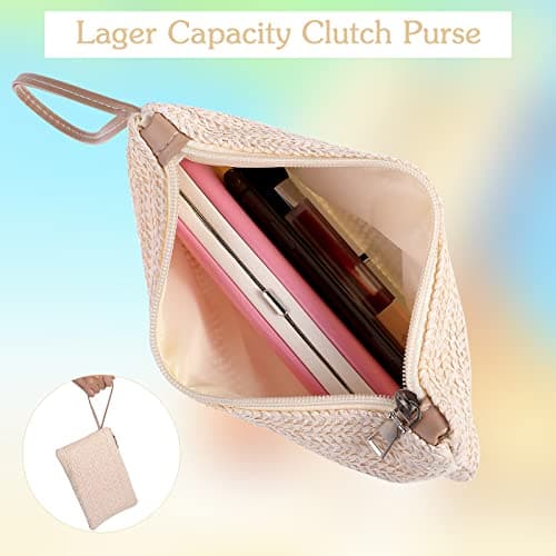 Molain Womens Straw Clutch Handbag - Bohemian Summer Beach Woven Purse With Zipper - Sea Wristlet for Women Girls — view 4
