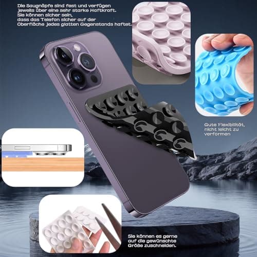 SENLINLU 6Pack Silicone Double Sided Suction Cup Phone Case Mount, Suction Phone Holder, Hands-Free Designed for Car/Dashboard/Gym/Mirror Multi-Surface Mount for afll Phone — view 5