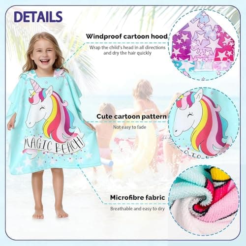 NIFTYY Kids Beach Towel – Super Soft & Quick Dry Children’s Sandproof Towel, Lightweight Highly Absorbent for Pool, Swimming, Bath, Travel, Ideal for Toddlers, Boys & Girls (Unicorn Blue) — view 3