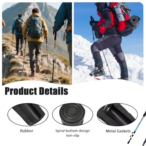 4-Pack Durable Rubber Tips for Hiking Poles - Non-Slip Replacement Buffers for Trekking on Various Terrains — view 3