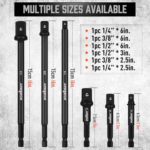 HORUSDY Impact Drill Socket Adapter Set and Universal Joints Socket Set 9-Piece 1/4" 3/8" and 1/2" Driver Power Drill — view 2