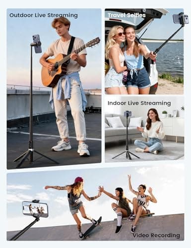 Lamicall 65inch Phone Tripod, [Auto-Pop Open] Selfie Stick with Remote — view 6