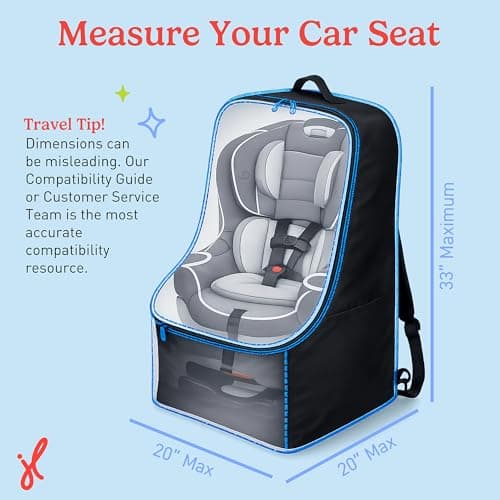 J.L. Childress Padded Backpack Car Seat Bag - Travel Bag for Airplane, Fits Most Baby & Infant Car Seats, Boosters, & Carriers, Airport Accessories for Gate Check or Baggage Check - Ultimate, Black — view 3