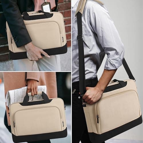 DOMISO 15-15.6 Inch Laptop Sleeve Business Briefcase Computer Case Compatible with Lenovo 15.6" Ideapad 330/16" MacBook Pro/HP EliteBook 850 G3/Envy x360 15/Latitude 3580/Acer Chromebook/Asus,Beige — view 2