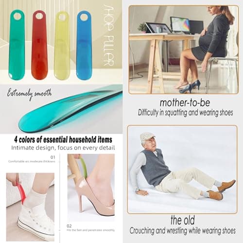 Travel Shoe Horn Horns Chausse Pied for Men Women Seniors, 4 Pack Colorful — view 5