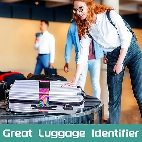OffiEase Luggage Straps for Suitcases Travel Belt - Baggage Identifiers Suit Case Accessories with Buckle Nylon Adjustable Band Over Handle for Airport 2 pack Butterfly — view 4