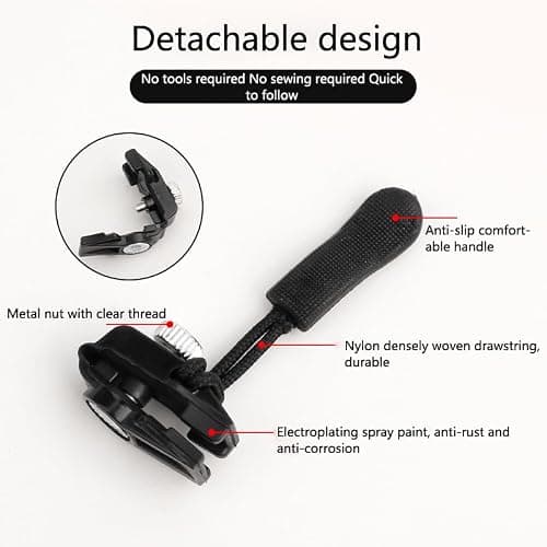 RUDFUZ Zipper Repair Kit Universal Zipper Repair Kit Adjustable Zipper For Wetsuits Luggage Bags Backpack Zipper Replacement Repair Kit Instant Zipper Fix Removable Suitcase Zipper Head — view 5
