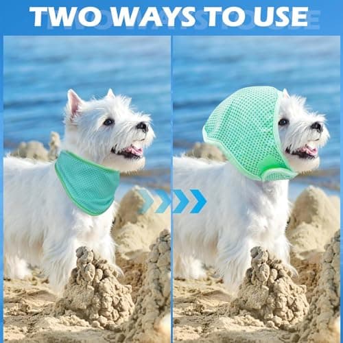 KASESSS Dog Cooling Bandana, Cooling Bandana for Dogs, Dog Summer Scarf, Breathable Pet Coolings Collar, Instant Chill Out Adjustable Towel Scarf for Summer Outdoor, Ice Prevent Sunstroke, Green, L — view 3