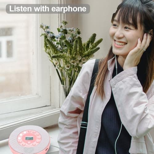 Sorandy Bluetooth Portable CD Player for Car, Travel (Pink) — view 2