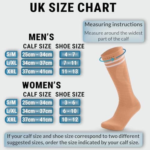 360 RELIEF Compression Socks for Women Men, 15-20 mmHg Supports Circulation, Travel Flight Socks, Pregnancy Stockings L/XL, Beige with 2 White lines + Laundry Bag — view 2