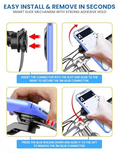 Laven & Ivory Bike Phone Holder for Smartphones (4.7"-7.4") | 360° Rotating Motorcycle Phone Holder | Secure Handlebar Phone Holder for iPhone, Samsung, Cycling, Motorbikes & Scooters (Black) — view 3