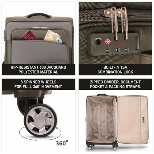 Aerolite Large 30in Check-in Suitcase, 8 Wheels, TSA Lock — view 3