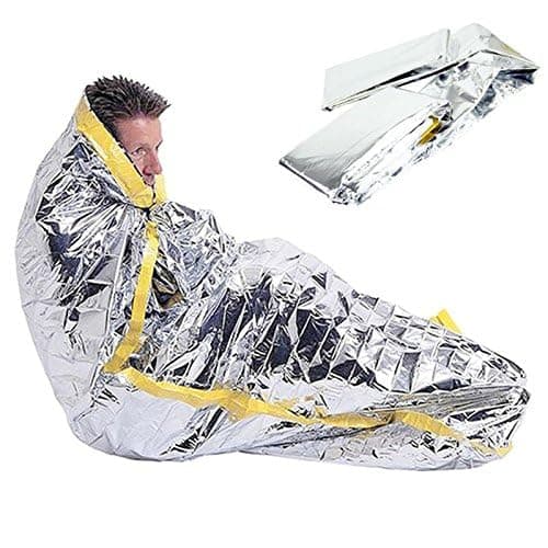 Reusable Emergency Sleeping Bag, Feelfly Portable Outdoor Waterproof Camping Survival Bag with Silver Foil for Travelling, Homeless (#A) — view 2