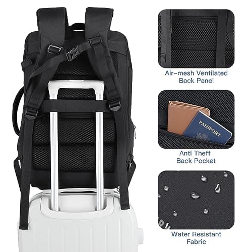 Gieury Carry On Backpack, 50L Travel Backpack, Luggage Backpack TSA Flight Approved Laptop Backpack for Men & Women, Large Expandable 40L Daypack Lightweight Business Weekender Bag, Black — view 6