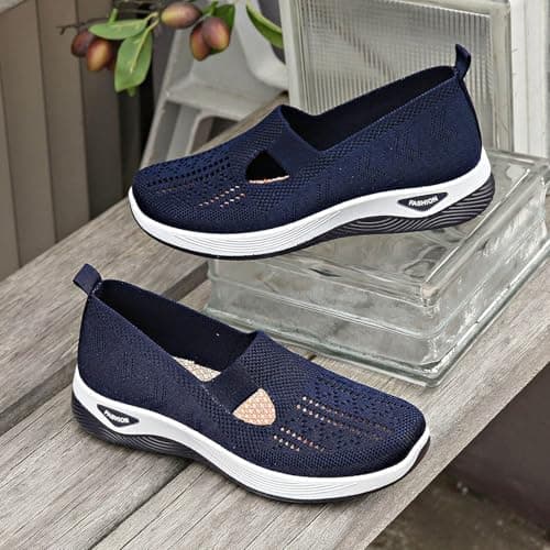 Women Orthopedic Casual Walking Shoes Breathable Soft Sole Slip On Shoes Lightweight Athletic Sneakers — view 5