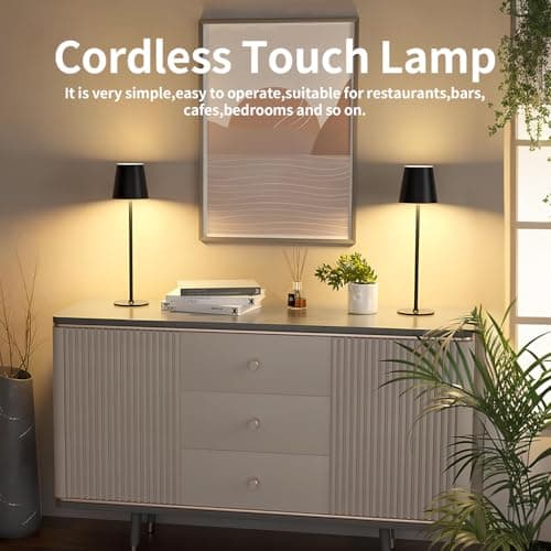 Pack of 2 Dimmable LED Battery Table Lamps, Touch Wireless Table Lamp — view 3