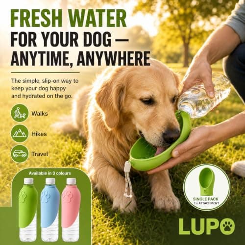 LUPO Portable Dog Water Bottle Attachment, Slip-On Travel Bowl for Walks — view 3