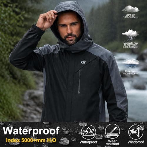 yuyangdpb Mens Waterproof Jacket Lightweight Hooded Raincoat — view 3